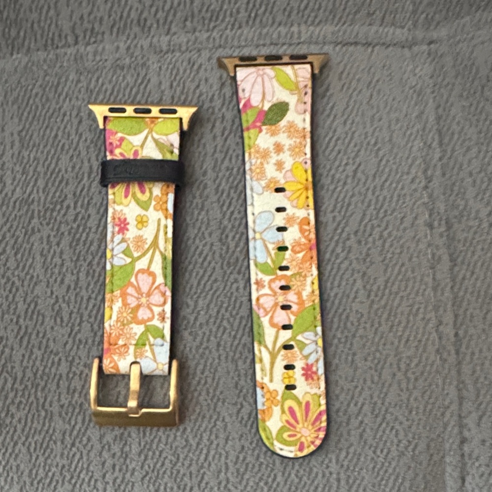 Apple Watch Floral Watch Band with Gold Buckle